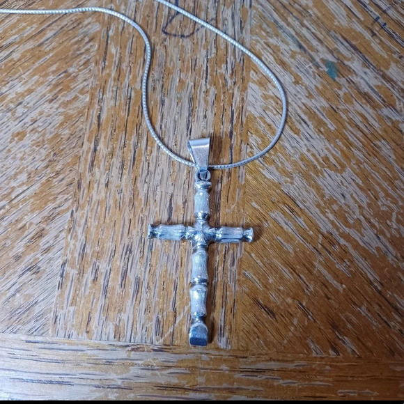 Sterling Silver 925 Mexico Cross Pendant Necklace Heavy - Picture 4 of 9